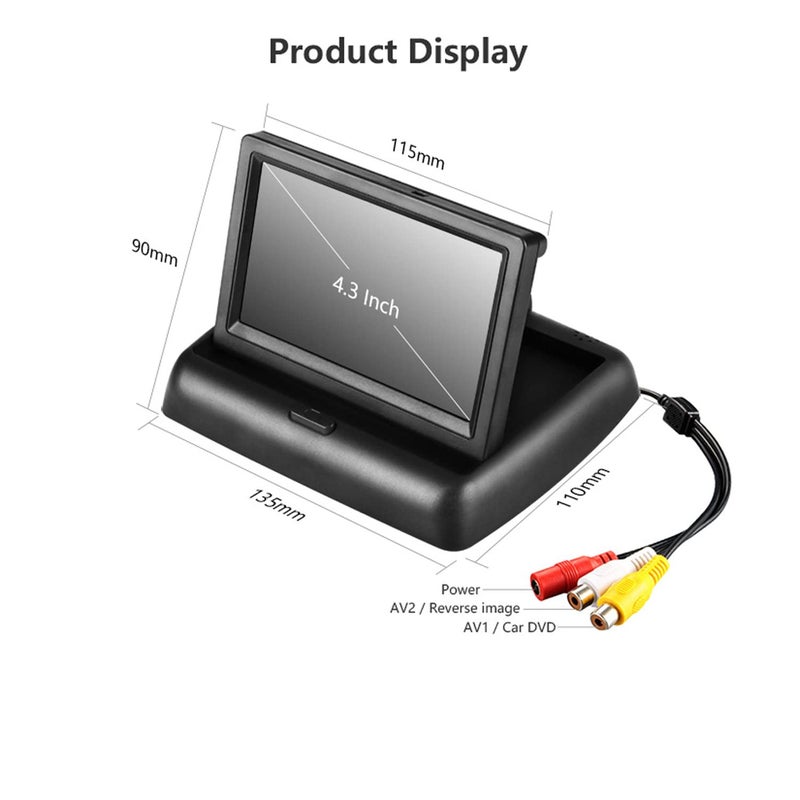 Yasoca 4.3 Inch Small Mini Digital Flip Down Foldable Monitor Screen for Car Truck Vehicle Rear View Reverse Parking Kits Home CCTV - Image 5